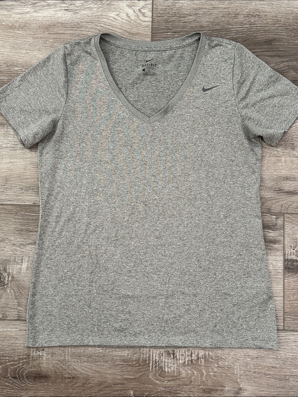 Nike Women's Light Gray V-Neck Dri-FIT Tee